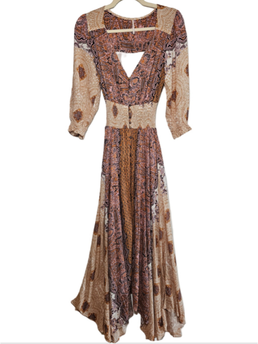 Free People Mexicali Rose Printed Maxi Dress Size Small EUC Boho Festival